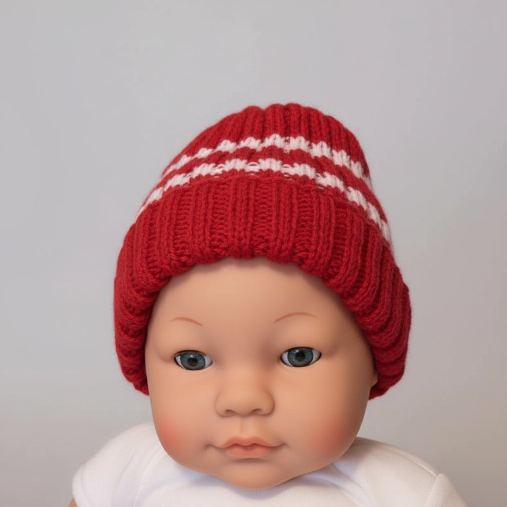 Knitting Pattern: Child's Striped Toboggan Hat with Optional Pom Pom. Sizes 1 - 4 - Digital Download