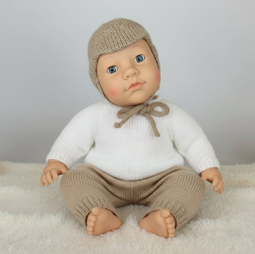 Knitting Pattern: Baby Ball Cap with Brim and Optional Ear Flaps. Fits sizes 3, 6, 9, 12 months - Digital Download