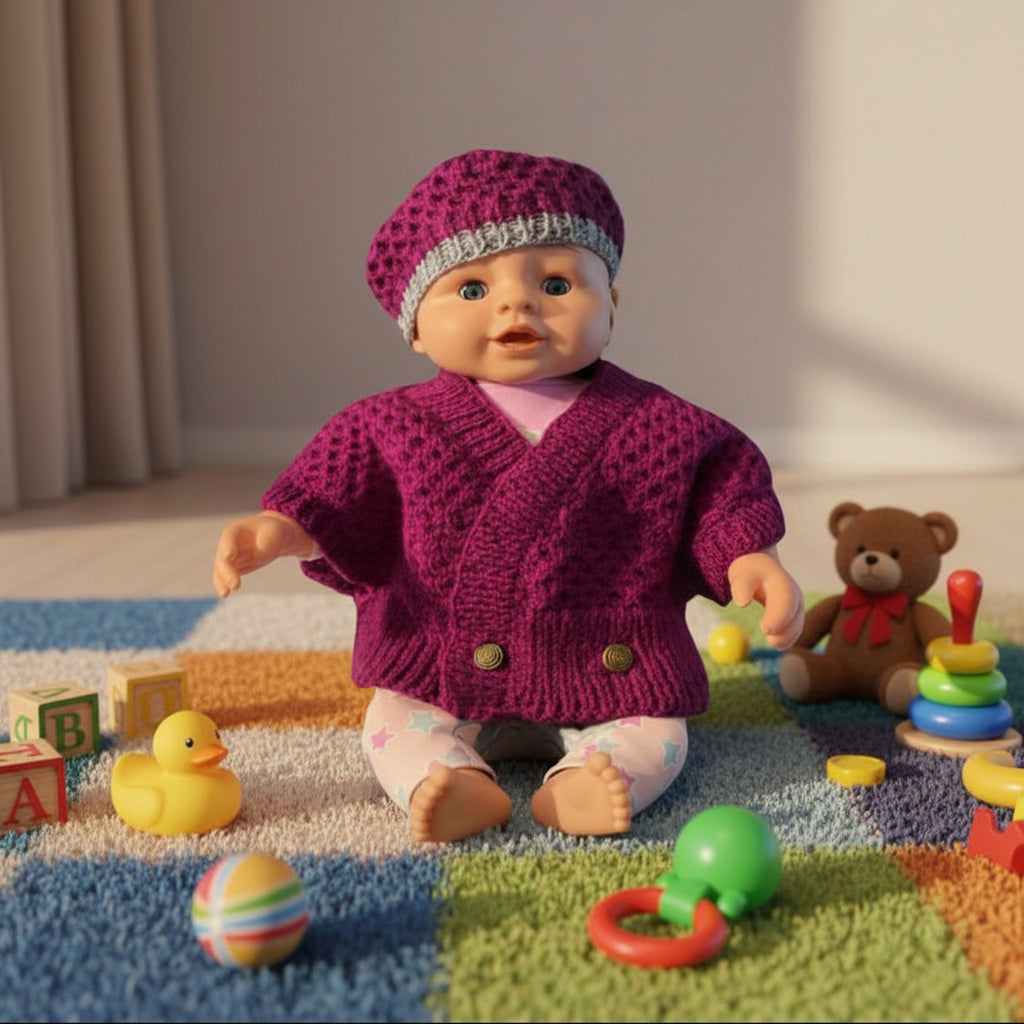 Knitting Pattern: Baby to Toddler Cardigan and Beret Set. Sizes 3, 6, 12, & 24 mths - Digital Download