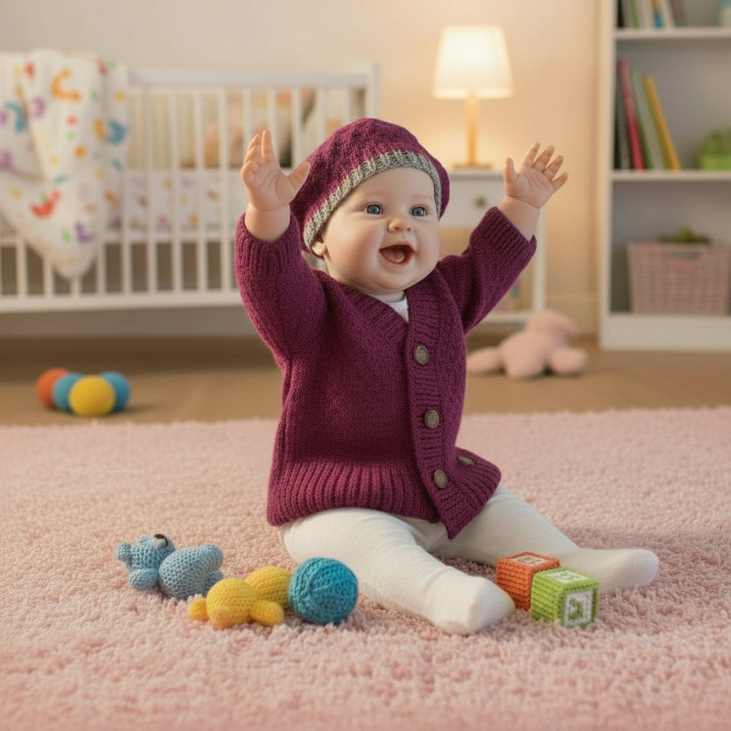 Knitting Pattern: Baby to Toddler Cardigan and Beret Set. Sizes 3, 6, 12, & 24 mths - Digital Download