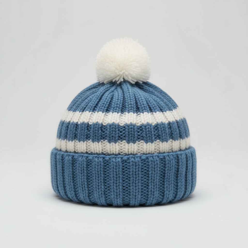 Knitting Pattern: Child's Striped Toboggan Hat with Optional Pom Pom. Sizes 1 - 4 - Digital Download