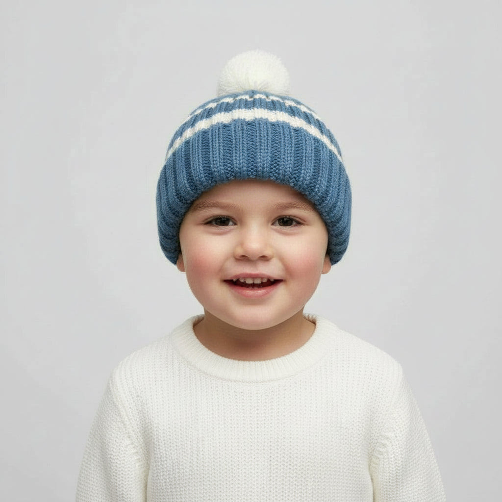 Knitting Pattern: Child's Striped Toboggan Hat with Optional Pom Pom. Sizes 1 - 4 - Digital Download